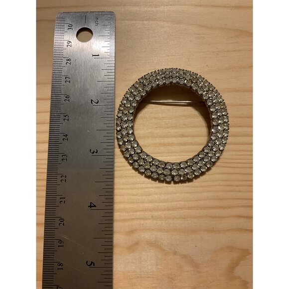 Vintage Rhinestone Circle Brooch Pin - Picture 4 of 4